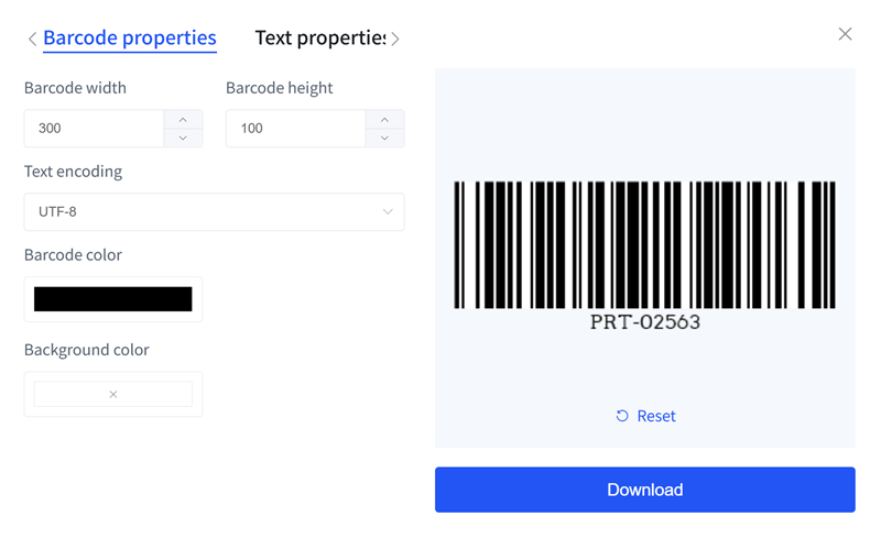 σετ μεγέθους barcode