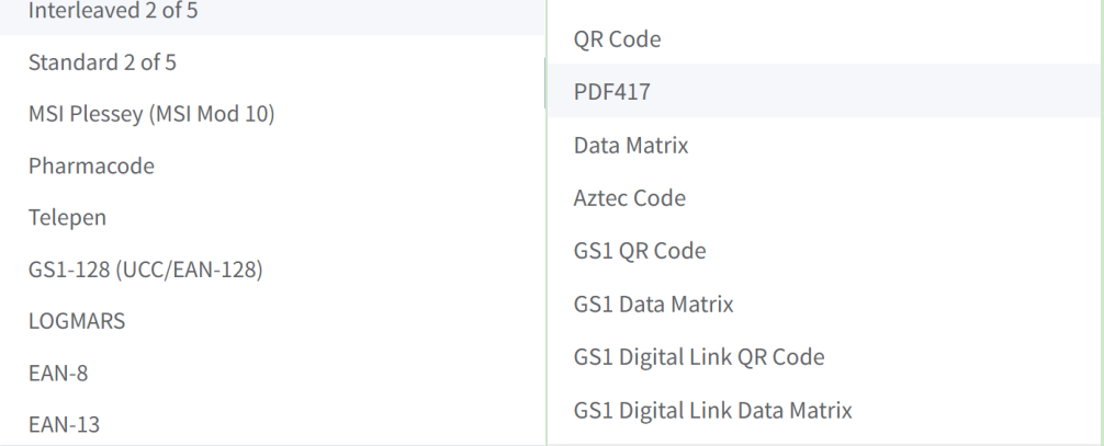 supported 1d 2d barcode formats υποστηριζόμενες μορφές γραμμικών κωδικών 1D 2D