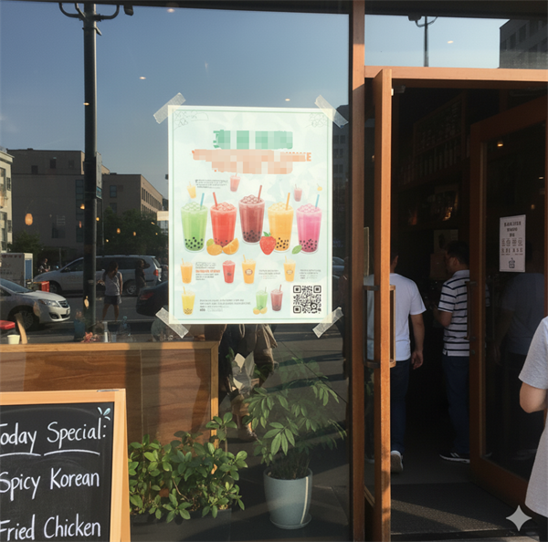 qr code on a promotional poster at the store entrance Κωδικός qr σε μια διαφημιστική αφίσα στην είσοδο του καταστήματος